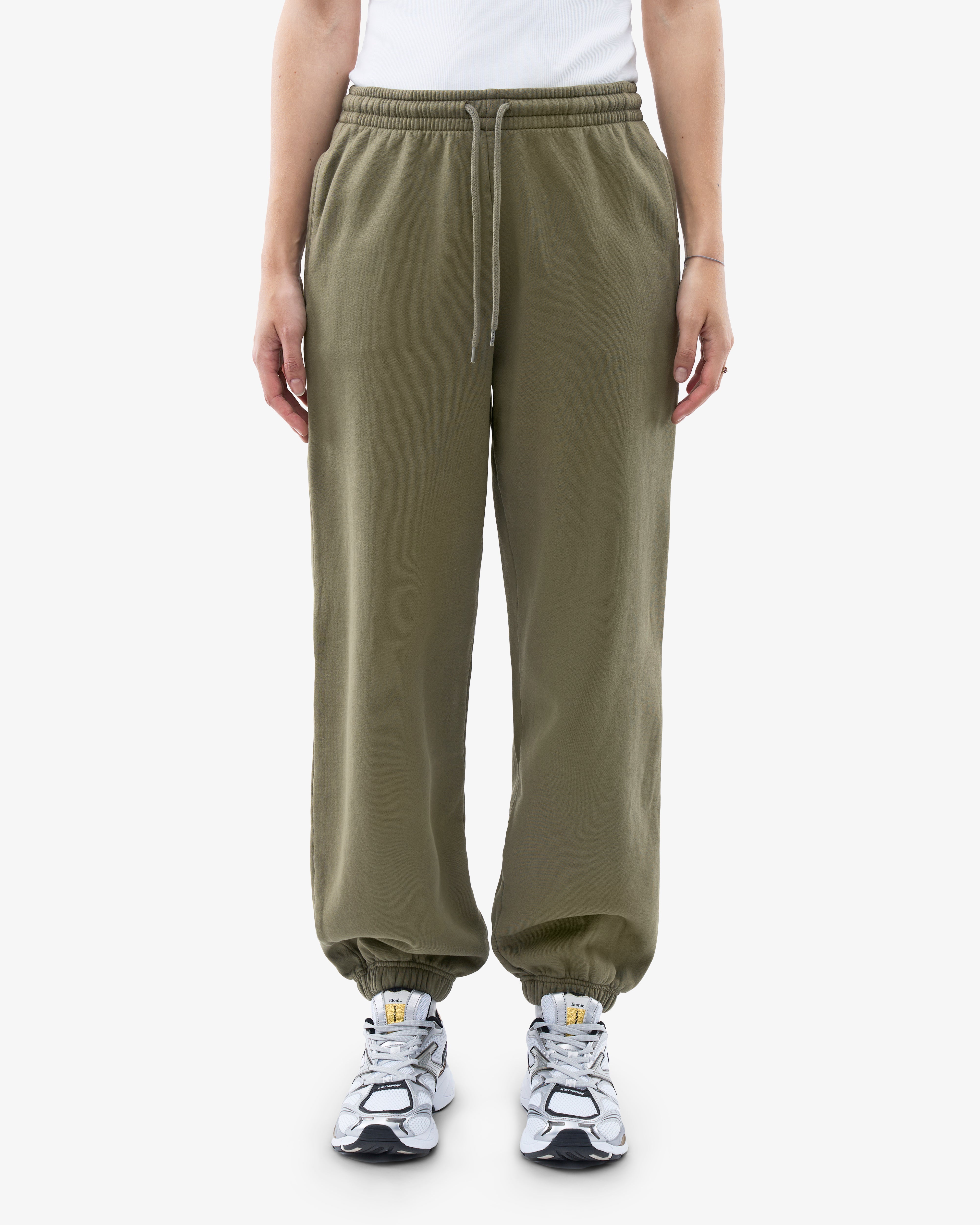 Organic Relaxed Sweatpants for Women - Soft Cotton Lounge Pants in Dusty Olive - Perfect for Yoga, Home & Casual Wear