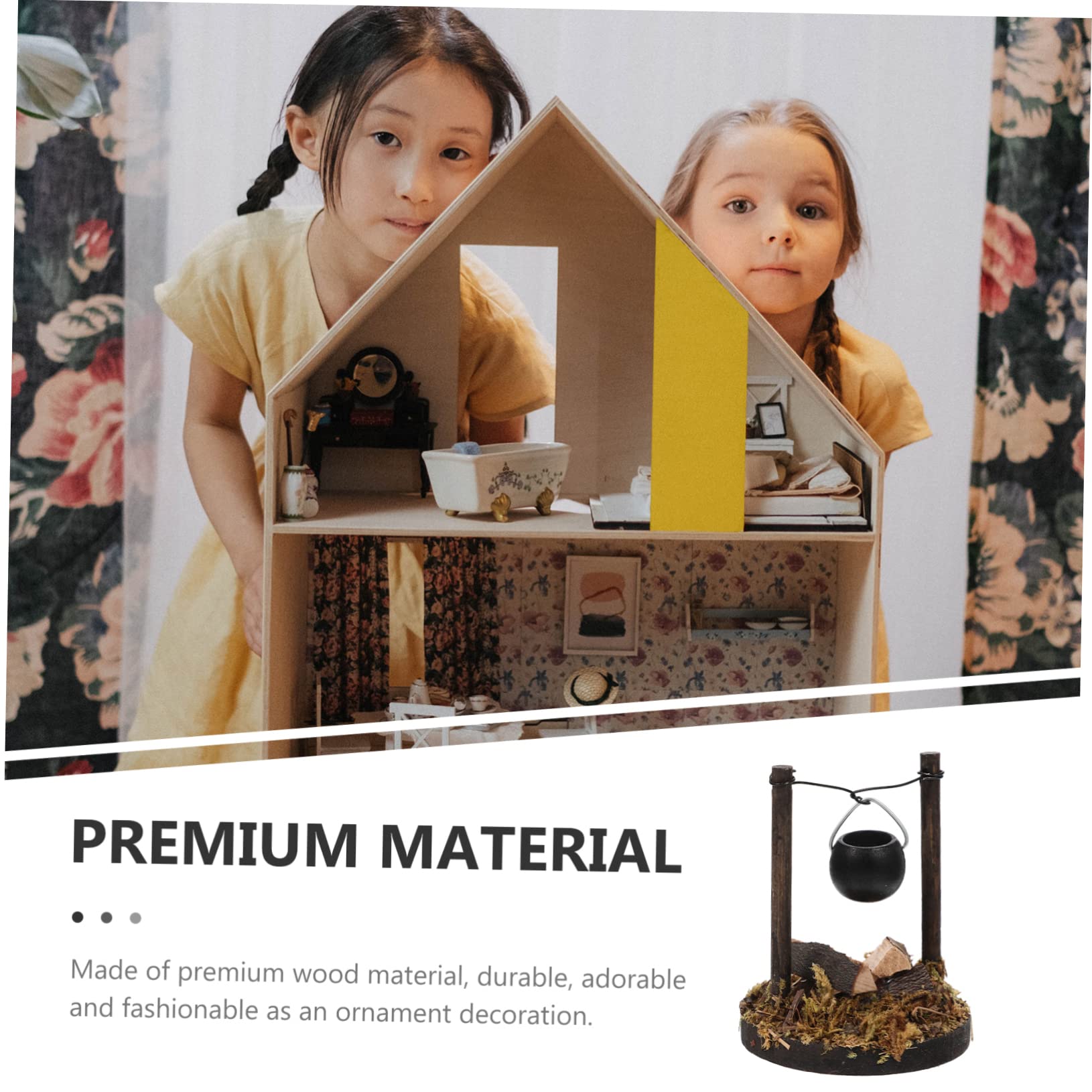 Vaguelly Delicate Miniature Outdoor Stove - Tiny Wooden Stove for Dollhouse & Fairy Garden Decor - Perfect for Indoor Miniature Displays & Outdoor Fairy Garden Scenes