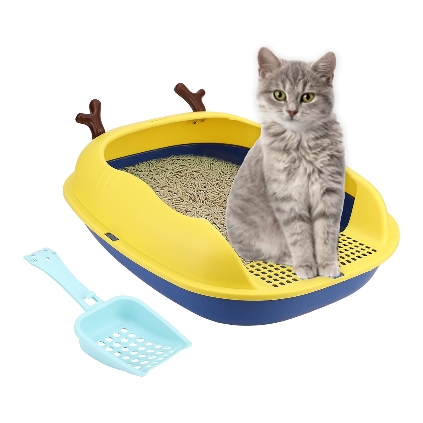 Enclosed Cat Litter Box with Scoop - Leak Proof Kitten Toilet for Small Pets & Hamsters - Perfect for Home, Office & Travel Use