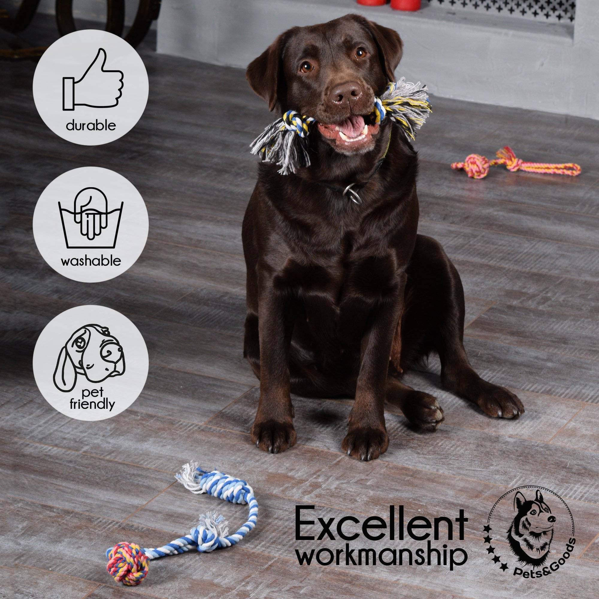 Durable Dog Chew Toys for Puppies & Small Dogs - 5 Pack Cotton Rope Tug & Teething Toys Set - Safe Washable Pet Chewing Toys for Aggressive Chewers - Perfect for Indoor Play, Training & Dental Health