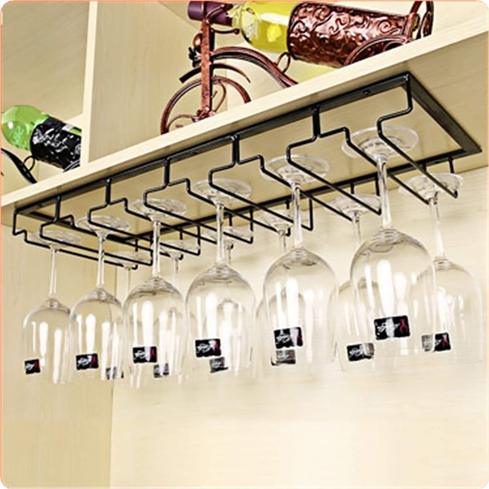 Hanging Cup Holder Rack for Kitchen Cabinet - Space Saving Wine Glass Organizer for Dining Room & Bar - Perfect for Storing Wine Glasses, Mugs, and Cups