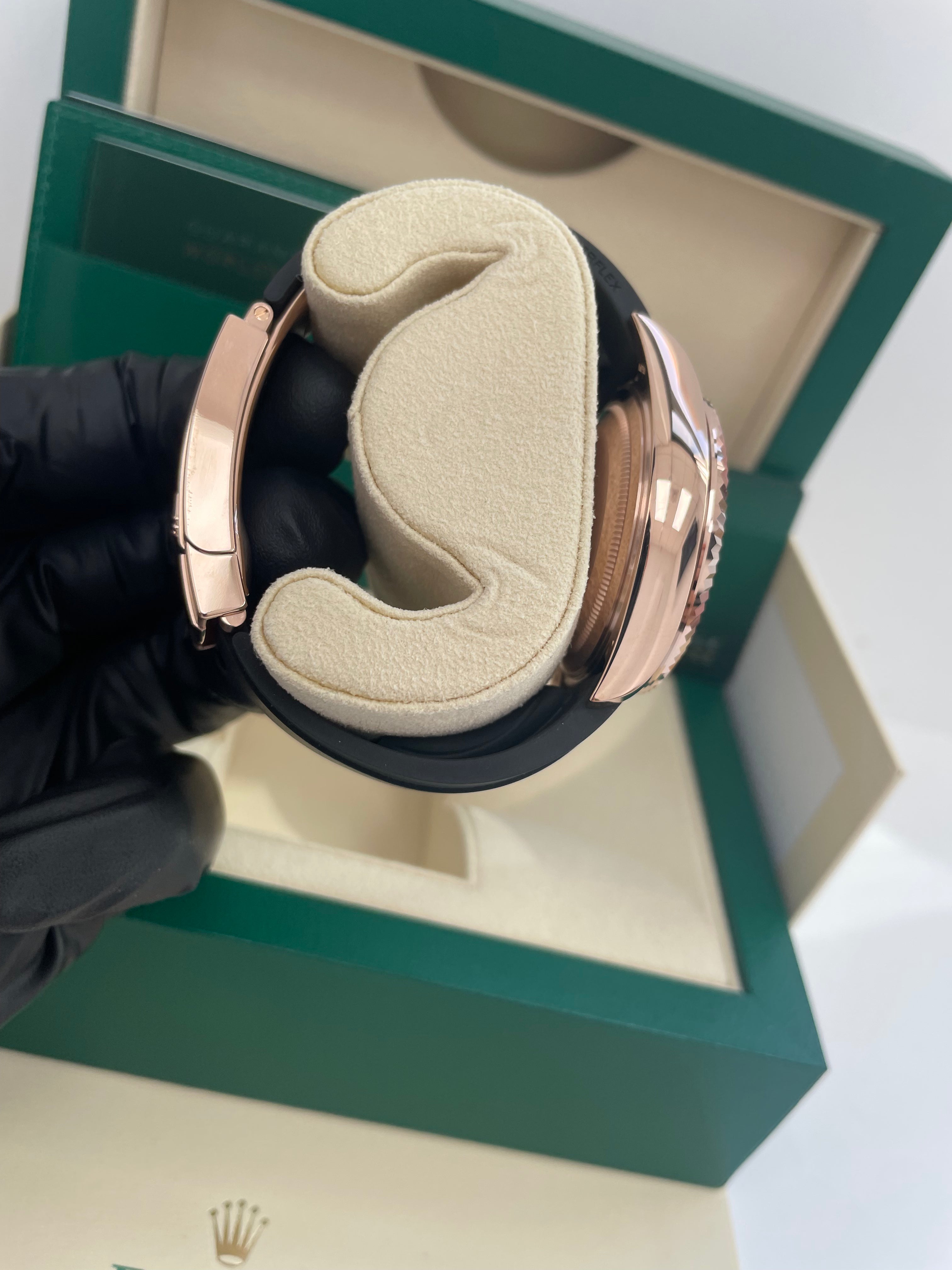 Rolex Sky-Dweller 42mm Rose Gold Watch with Chocolate Index Dial & Oysterflex Bracelet (Ref #326235) - Luxury Timepiece for Business Travelers & Watch Collectors