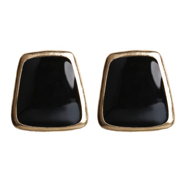5 Colors Black & White Enamel Korean Stud Earrings for Women - Minimalist Fashion Jewelry 2021 - Perfect for Daily Wear, Office & Casual Outfits