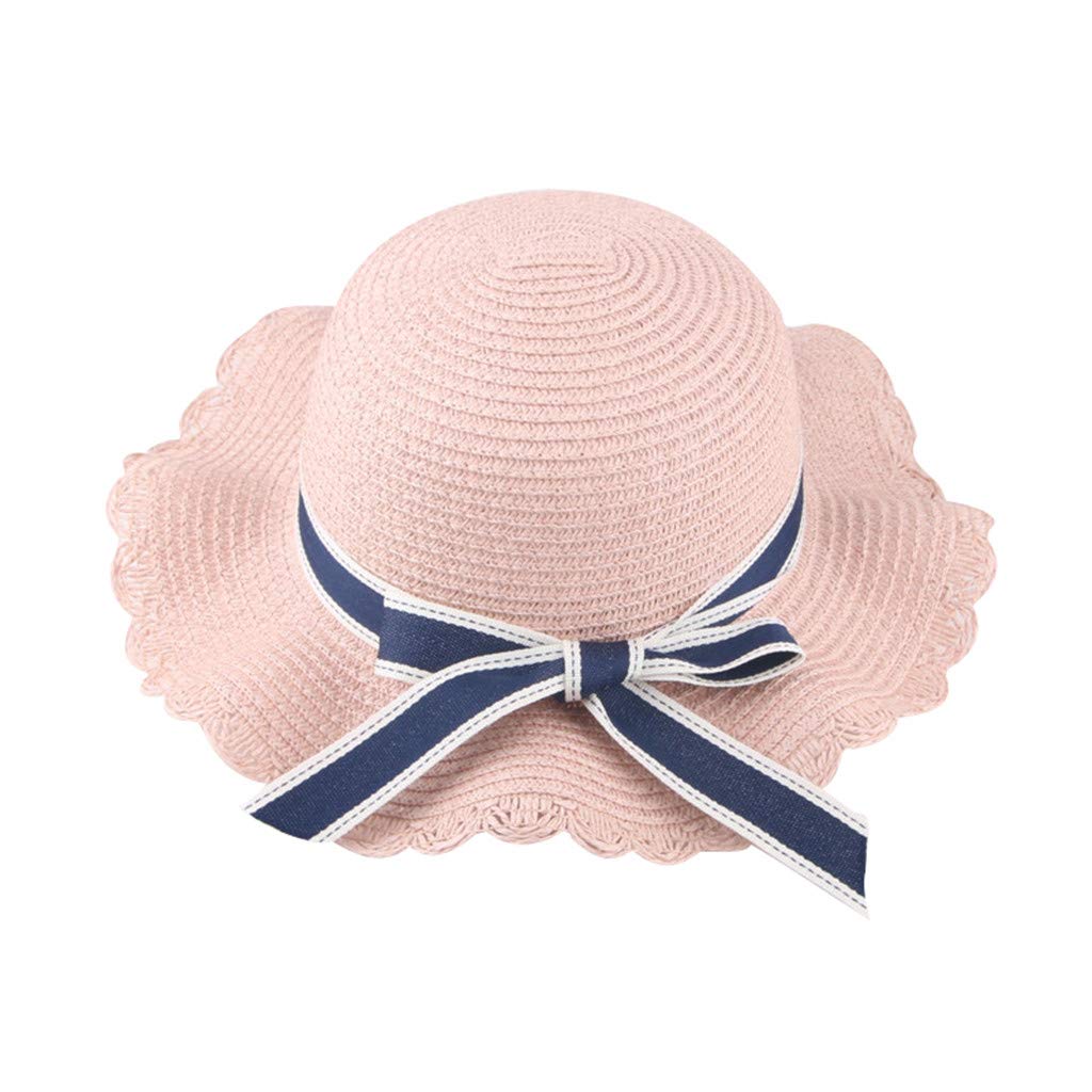 Kids Sun Hats for Girls 2-8 Years - Wide Brim Straw Bucket Hat with Bow & UPF 50+ UV Protection - Perfect for Summer Travel, Beach, Outdoor Play & Sun Safety