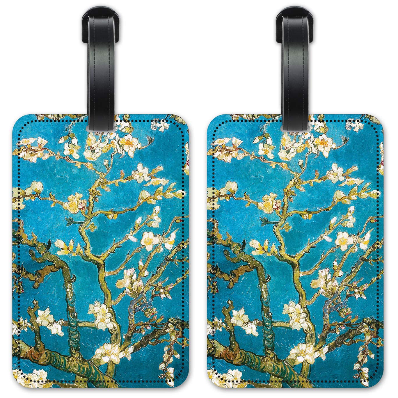 Van Gogh Almond Blossoms Luggage Tags - Set of 2 Waterproof Suitcase ID Cards for Travel | Perfect for Airports, Cruise Ships & Business Trips