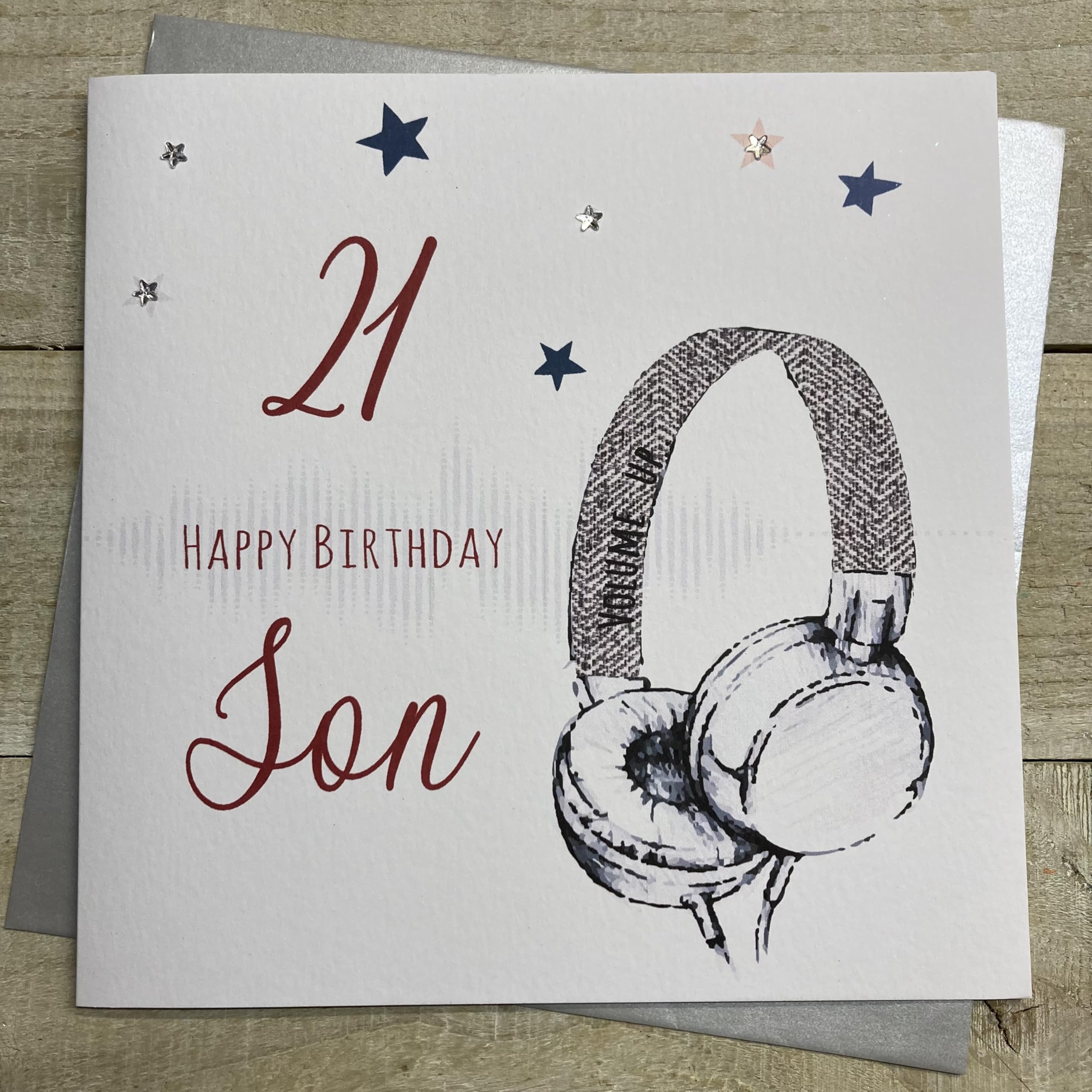 21 Happy Son Handmade Large Birthday Card with Headphones Design - Perfect for Son's 21st Birthday, Graduation, or Special Occasion Gift
