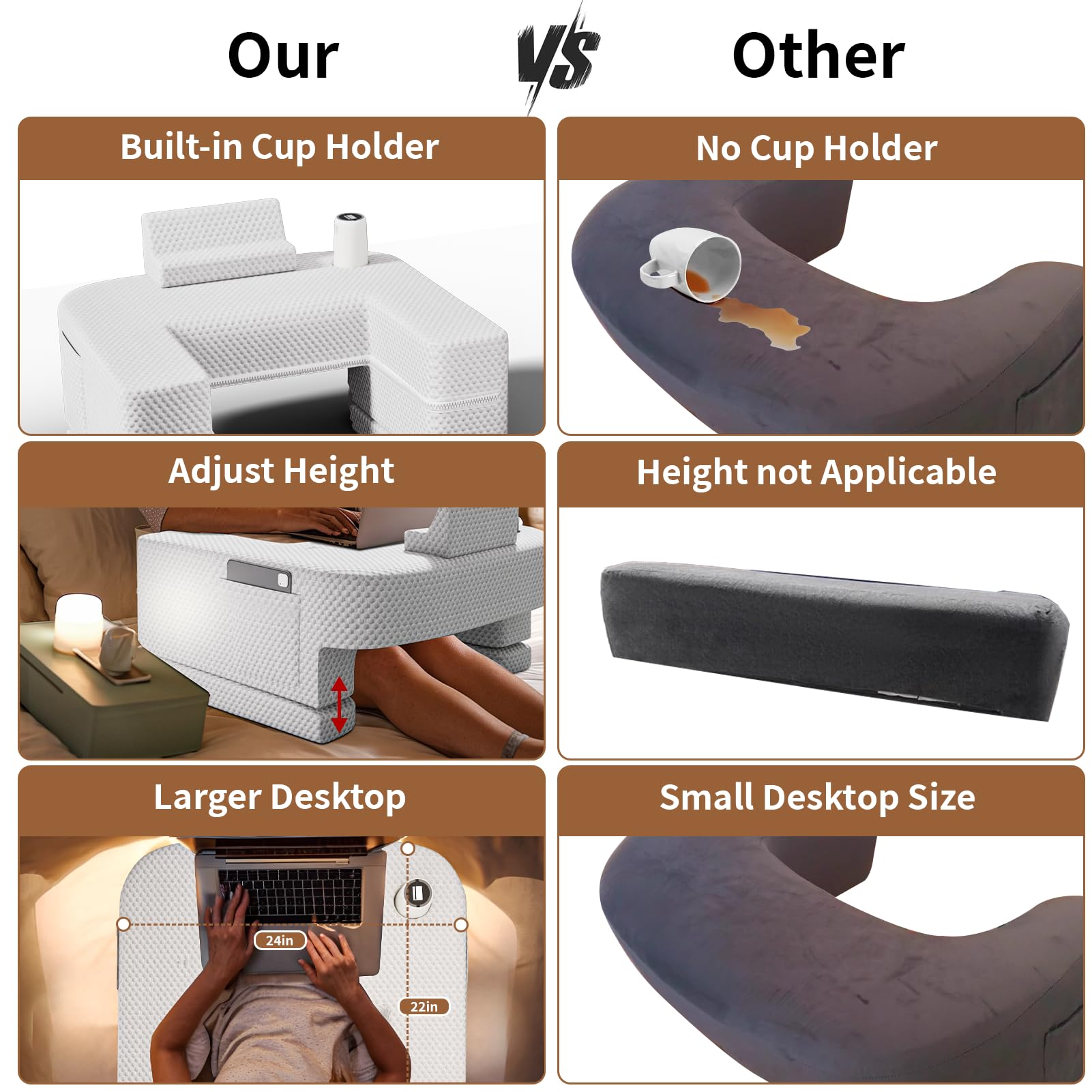 Extra Large Adjustable Reading Pillow for Gaming & Working - Arm Rest Support for Lap Desk, Crocheting, Steam Deck, Nintendo Switch - Perfect for Bed, Couch & Office Use