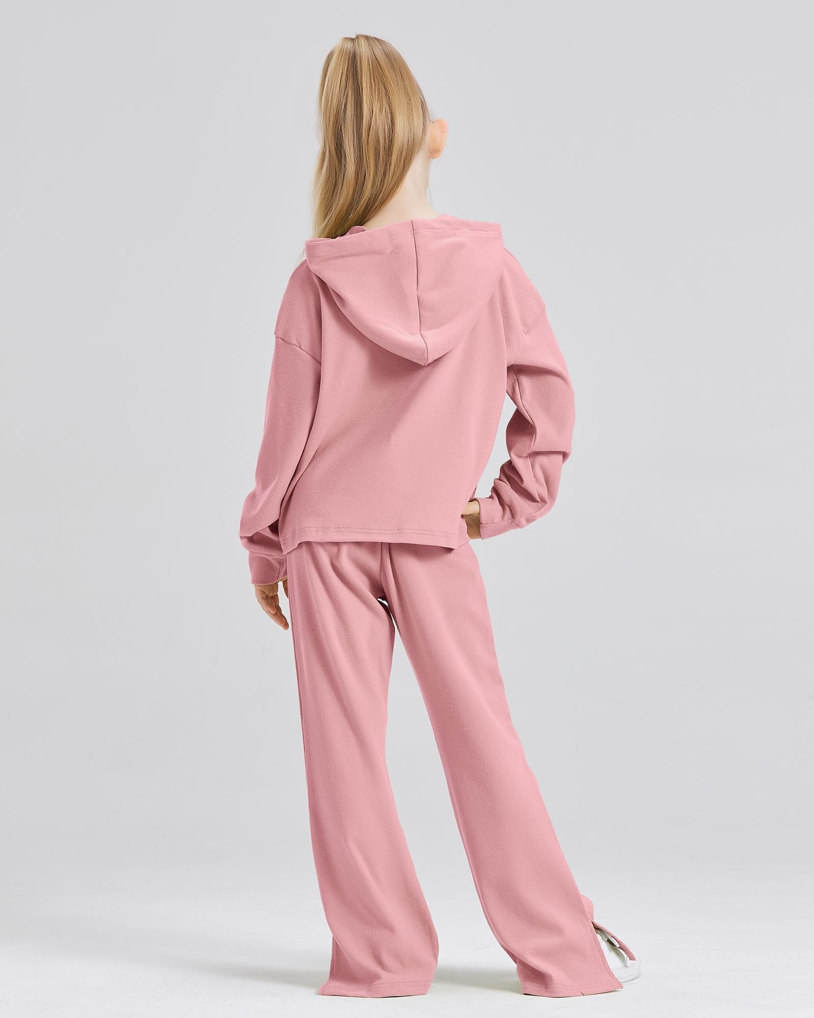 **Girls' 2-Piece Hoodie & Long Sleeve Shirt Set - Cute Bell Bottom Sweatsuit for Spring 2025 | Casual Outfits for School, Playdates & Everyday Wear**