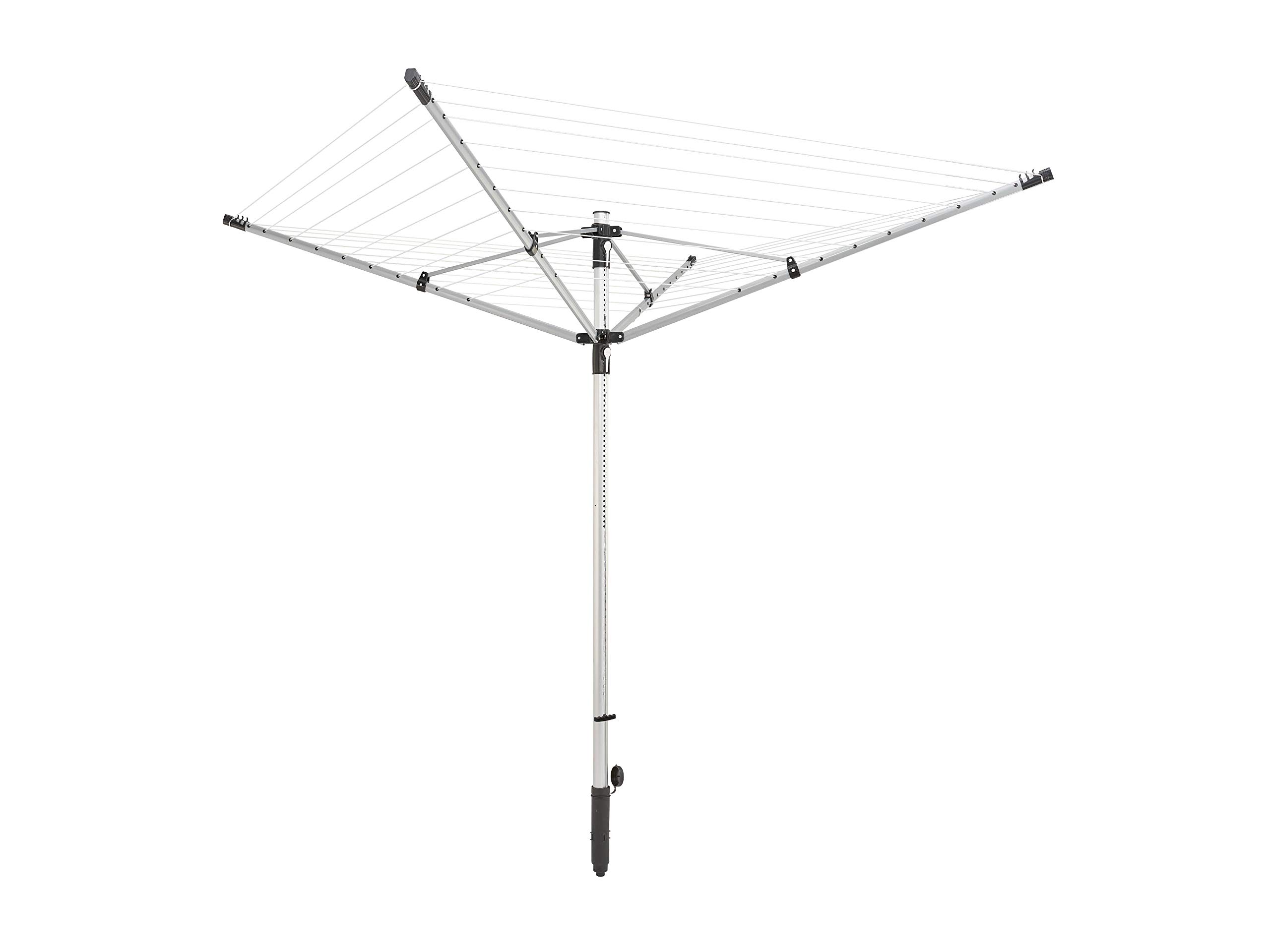 Leifheit LinoLift 500 Adjustable Height 4-Arm Rotary Clothesline - 50m Outdoor Clothes Dryer for Garden, Patio & Laundry - Grey Durable Washing Line for Backyard, Balcony & Household Use