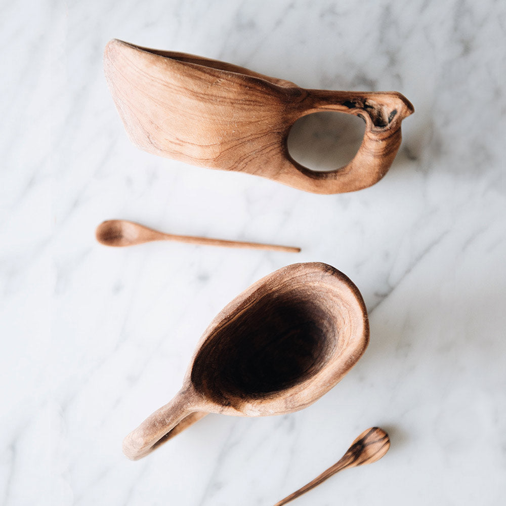 Premium Wild Olive Wood Spice Bowl & Spoon Set - Handcrafted Kitchen Accessories for Grinding Herbs, Spices & Seasonings - Perfect for Cooking, Baking & Gourmet Food Preparation