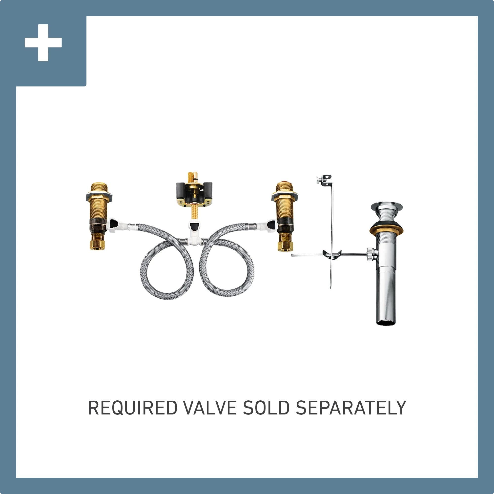 Moen Eva Brushed Nickel Two-Handle High-Arc Widespread Bathroom Faucet - 3 Hole Sink Faucet with Drain Trim (Valve Required) - Perfect for Modern Bathroom Vanities and Powder Rooms - Model T6420BN