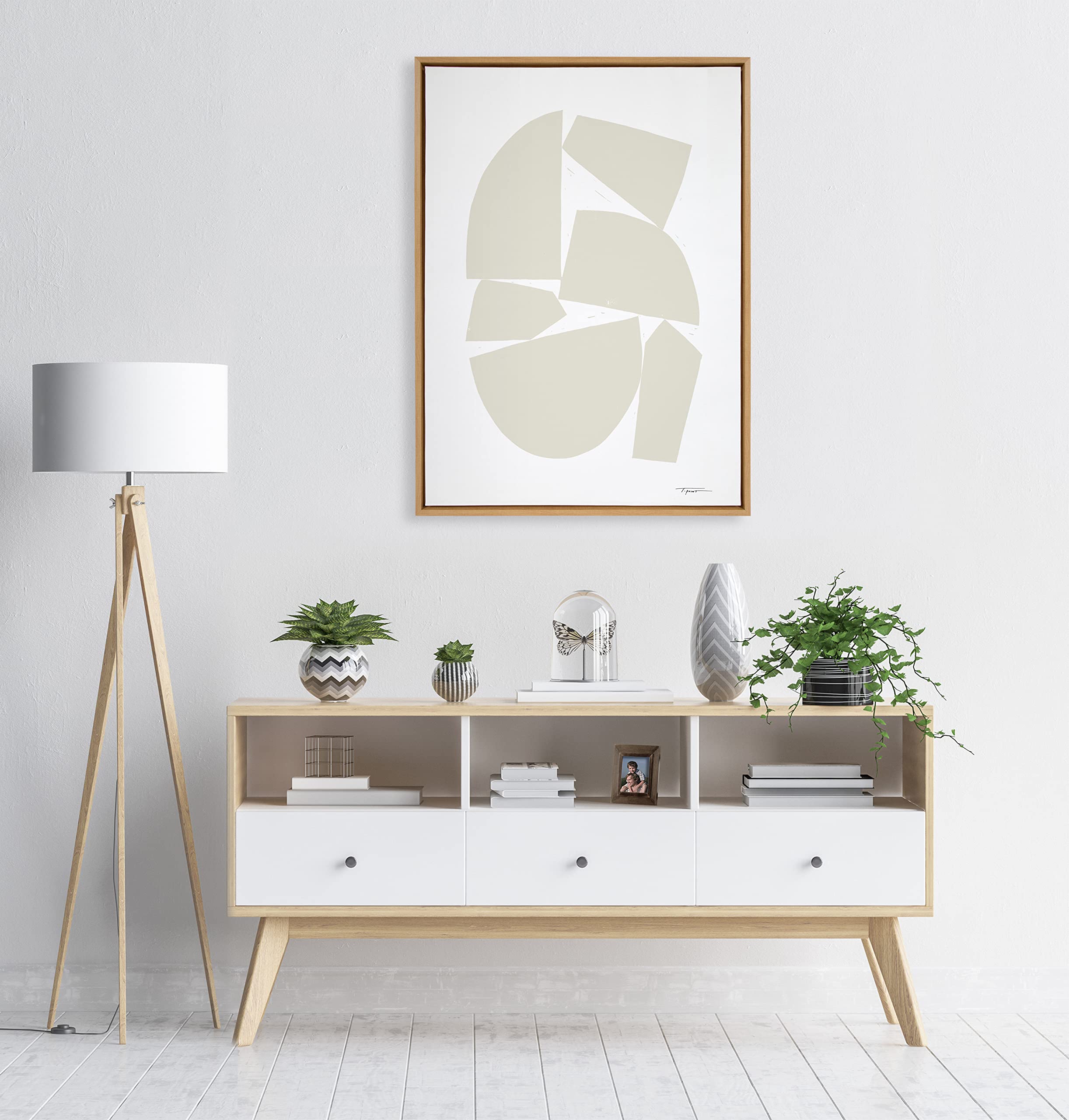 Kate & Laurel Sylvie Constructed I Neutral Framed Canvas Wall Art - 28x38 Natural Abstract Print for Living Room, Bedroom & Office Decor | Modern Home Wall Decor