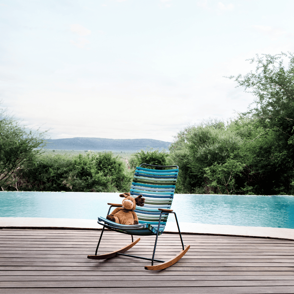 CLICK Outdoor Rocking Chair - Patio, Garden & Porch Relaxation - Comfortable All-Weather Wicker Rocking Chair for Backyard, Poolside & Deck Use