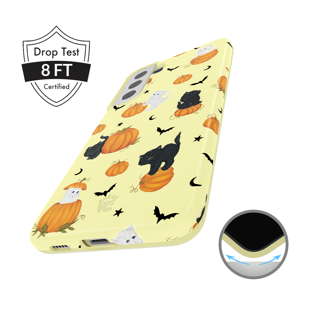 Purrfect Pumpkins Samsung Phone Case - Cute Cat & Pumpkin Design for Samsung Galaxy [Model] - Durable Protective Cover for Fall & Halloween Season