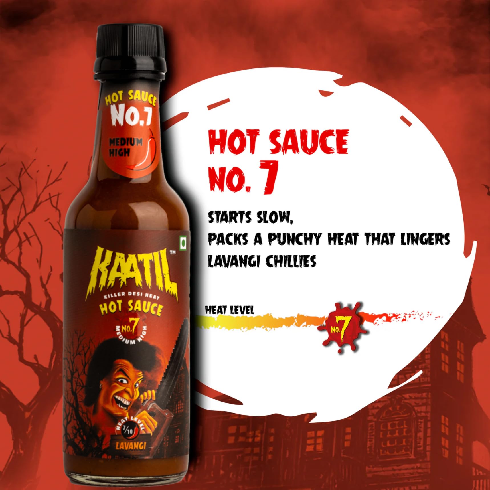 Kaatil Hot Sauce Variety Pack (3 Bottles) - Medium & Super Hot Sauces with Authentic Indian Chillies & Bhoot Jolokia | Perfect for Dips, Spreads, Marinades, and Sauteing | Great Gift Set for Spicy Food Lovers | All-Natural Heat | Ideal for BBQs, Tacos, Wings & Hot Sauce Challenges