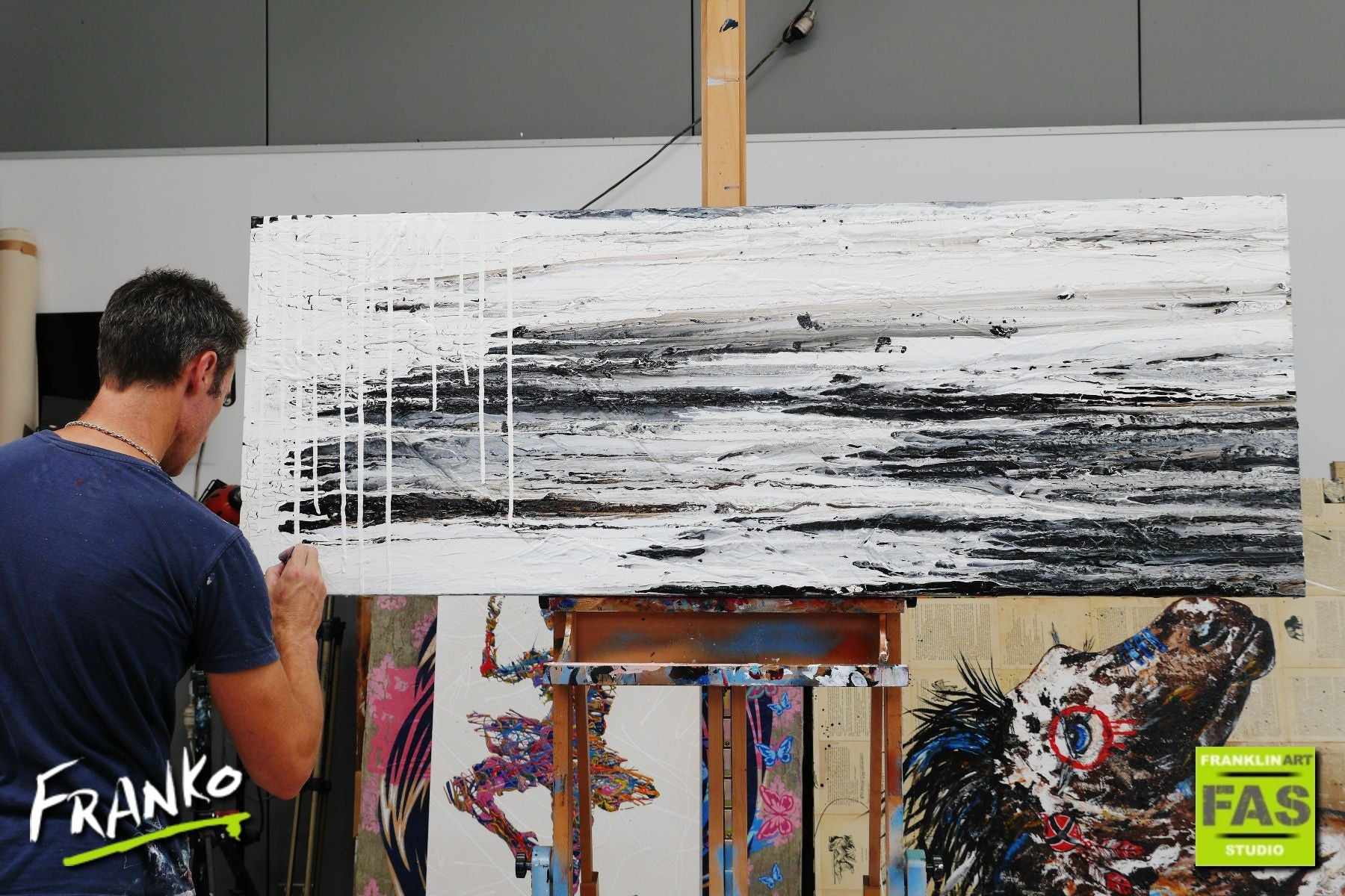 160cm x 60cm White Black Abstract Jazz Painting - Modern Wall Art for Living Room, Bedroom & Office Decor