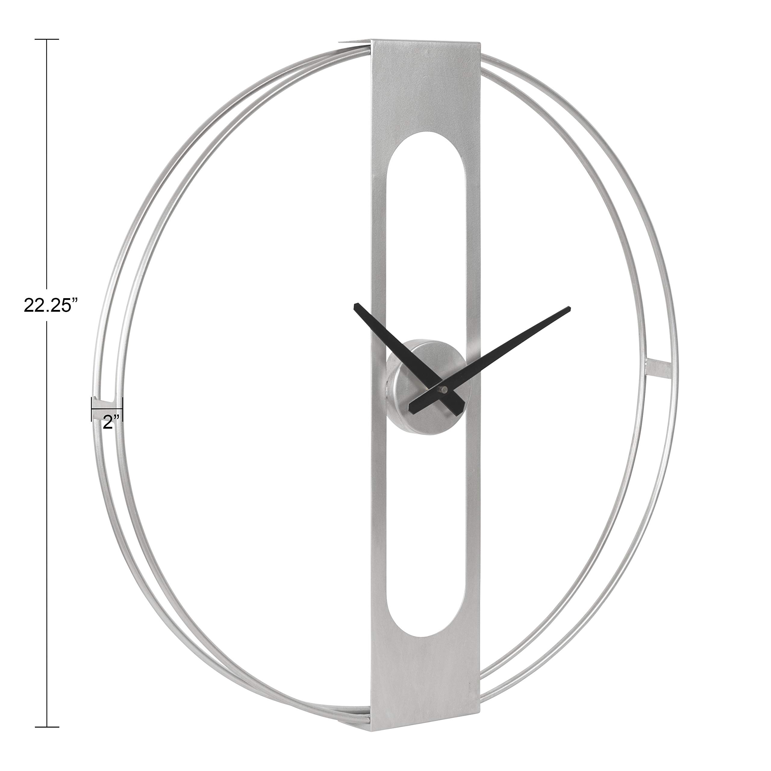 Kate and Laurel Urgo Modern Wall Clock - 22 Inch Silver Wall Mounted Home Decor with Silent Sweep Movement | Perfect for Living Room, Bedroom, Office & Kitchen Decor