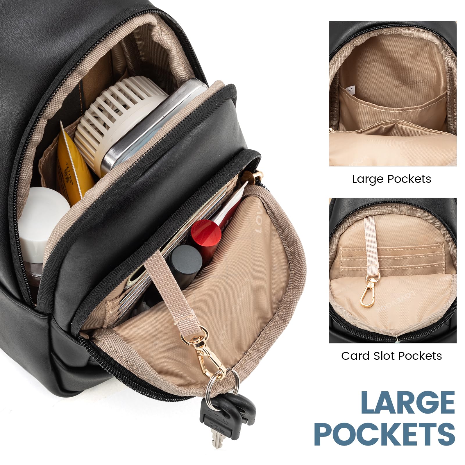 LOVEVOOK Women's Leather Crossbody Sling Bag with Detachable Strap - Fashionable Shoulder Purse for Daily Use, Travel & Shopping
