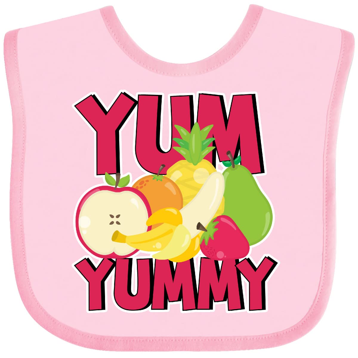 Inktastic Cute Fruit Design Baby Bib - Soft & Absorbent for National Nutrition Month - Perfect for Feeding, Mealtime & Toddler Mess Protection