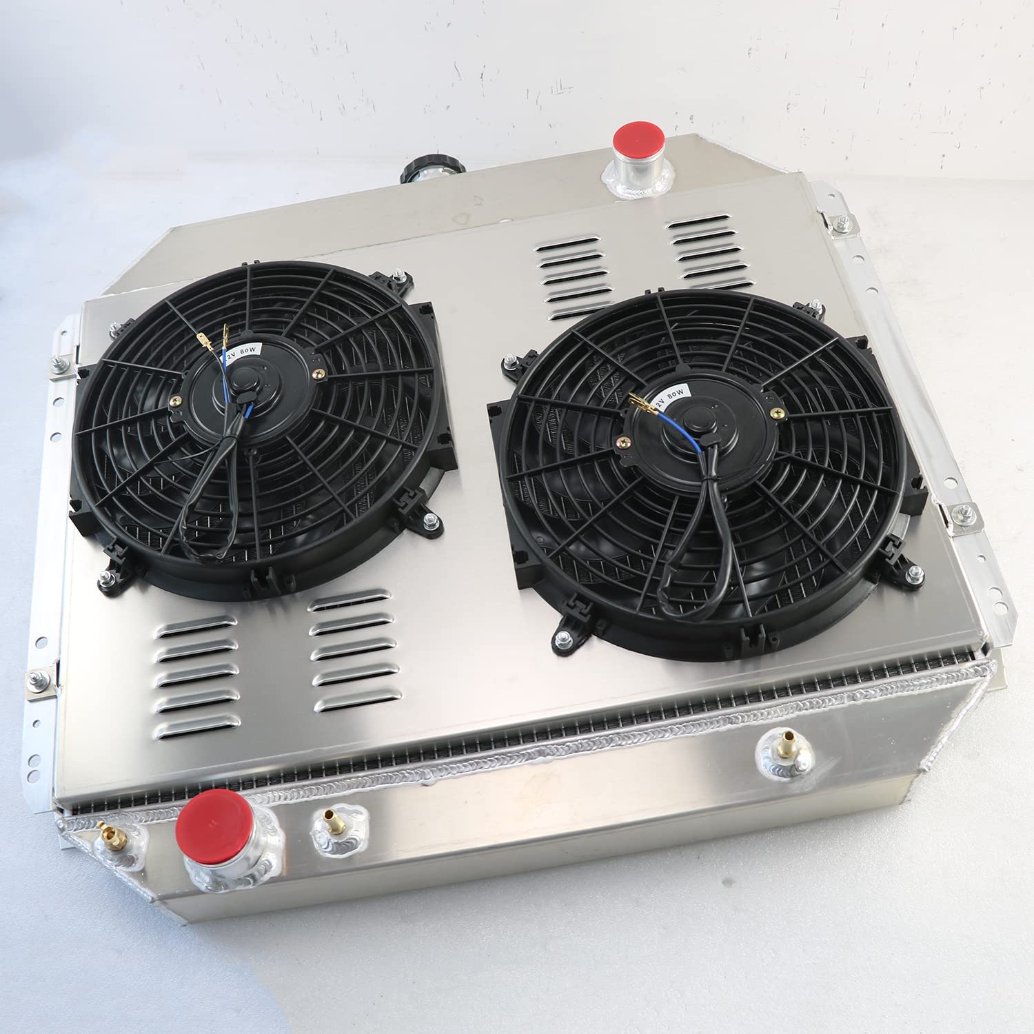 Aluminum Radiator for Ford F150 F250 F350 & Bronco (1966-1979) - 3 Row Heavy Duty Cooling System with Shroud, Fan & Relay Kit - Perfect for Off-Roading, Towing & High-Performance Upgrades
