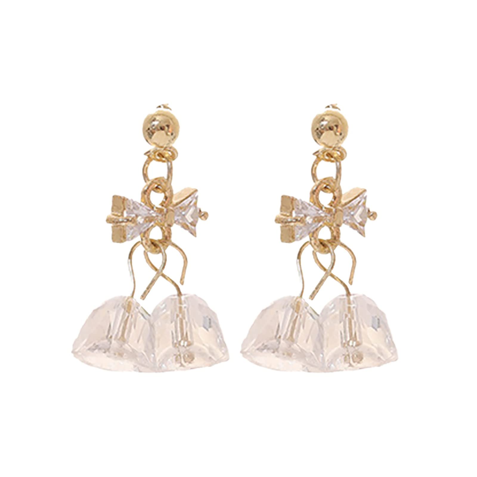 Zircon Bow Crystal Bell Earrings for Women - Elegant Light Luxury Fashion Jewelry, Perfect for Parties, Weddings & Daily Wear