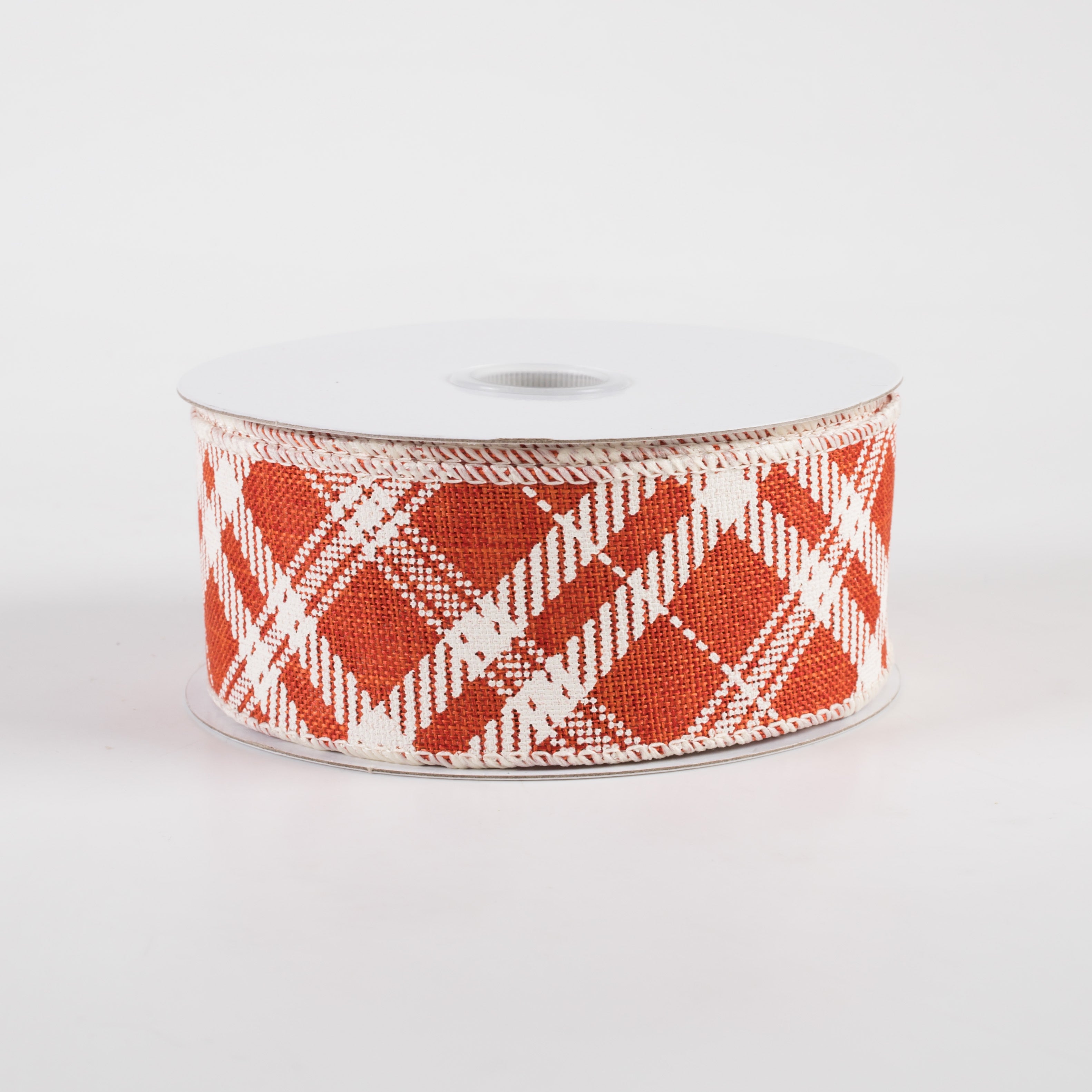1.5 Inch Linen Hazel Diagonal Plaid Ribbon - Orange (10 Yards) for Gift Wrapping, DIY Crafts, and Home Decor