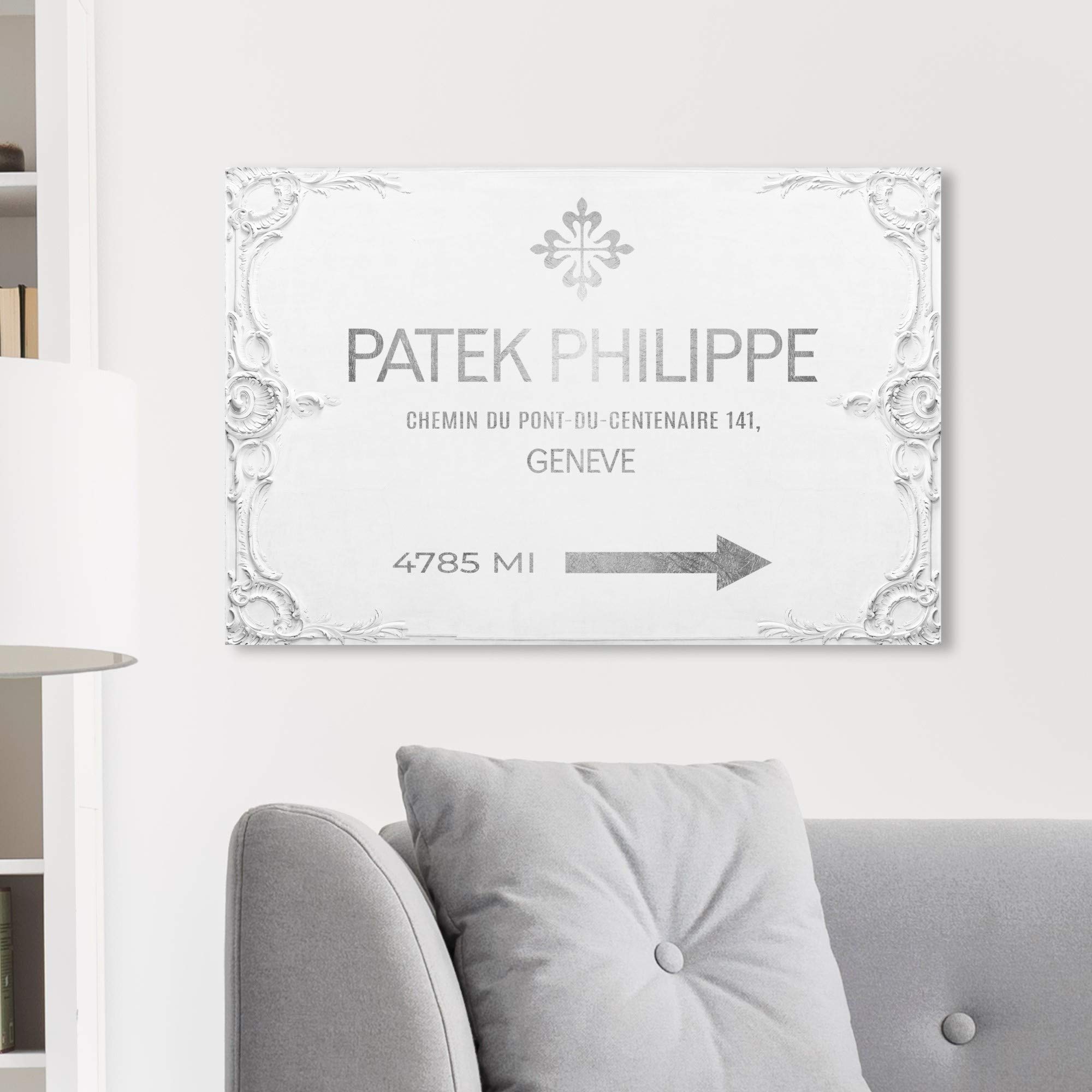 Oliver Gal Artist Co. Fashion & Glam Wall Art Canvas Print - Geneva Watches Road Signs Home Decor, 30x20 Inches, Gray & White - Perfect for Living Room, Bedroom & Office Wall Decor