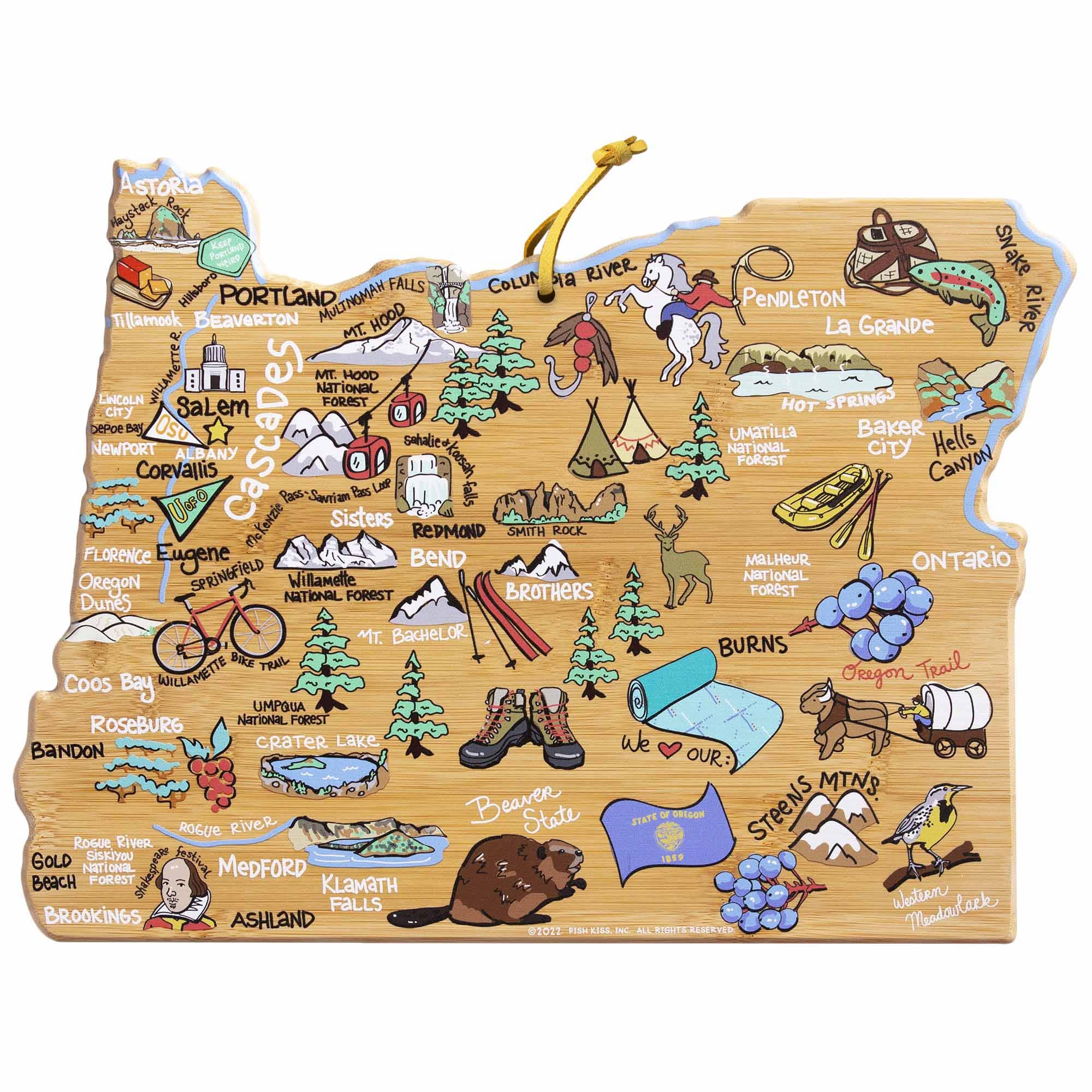 Premium Oregon Wood Cutting Board with Fish Kiss™ Artwork - Durable Kitchen Essential for Chopping, Serving & Decor - Perfect for Home Chefs & Gift Giving