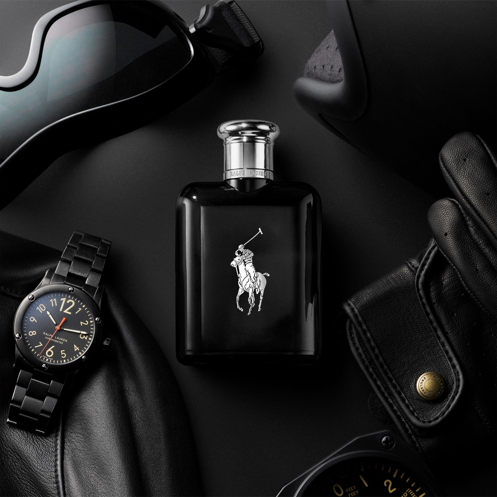 Ralph Lauren Polo Black Eau de Toilette for Men - Woody Fresh Cologne with Patchouli, Sandalwood & Mandarin - Medium Intensity Fragrance - Perfect for Date Night, Office & Everyday Wear