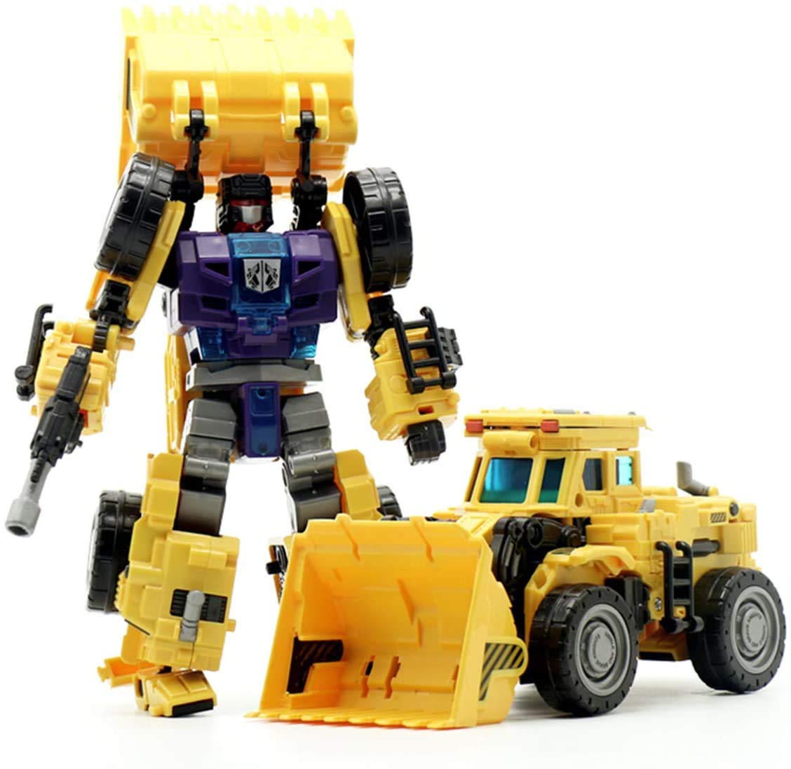 NBK Deformation Oversize 6-in-1 Combiner Robot Toy - Transformable Engineering Vehicle Action Figure Set (Devastator Style, Yellow) | STEM Learning Gift for Boys & Kids | Construction Play, Battle Scenes & Collectible Display