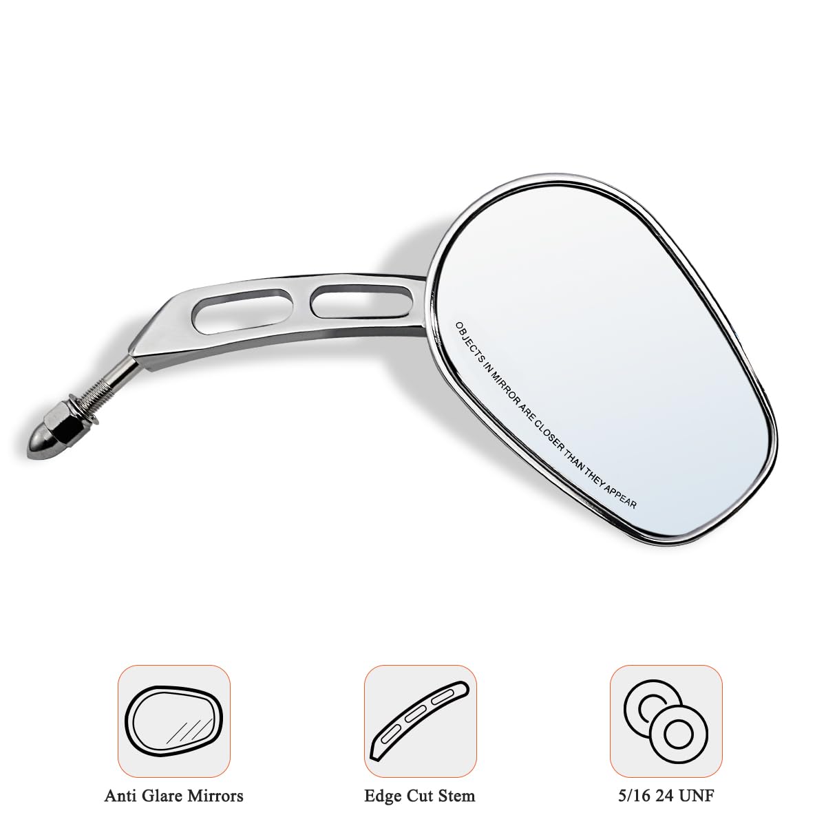 FOVPLUE Handlebar Mount Mirrors - Left & Right Side Rearview Mirrors for Harley Davidson 1982-2024 Models (CVO, Dyna, Electra Glide, Road Glide, Road King, Softail, Street Glide, Sportster 1200/883) - Chrome Finish - Perfect for Safe Riding & Highway Cruising