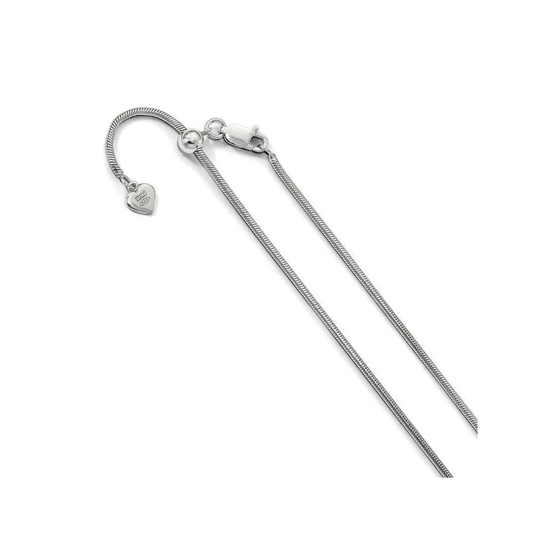 1MM Adjustable Snake Rhodium Chain .925 Solid Sterling Silver Necklace - 22 Inch Length for Women & Men - Perfect for Layering, Gifting & Everyday Wear
