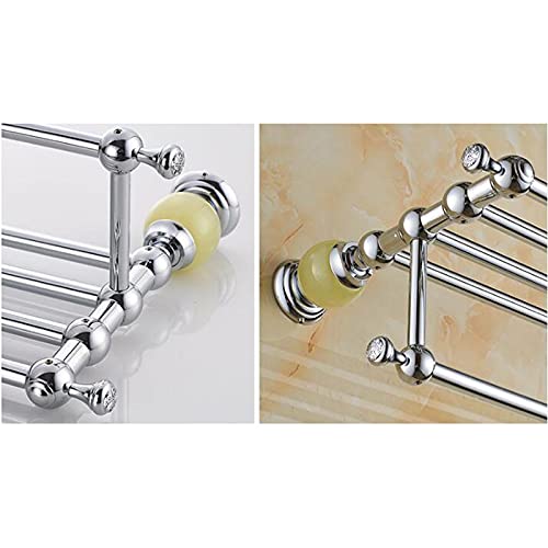 Premium Brass & Jade Bathroom Hardware Set - Towel Bar, Soap Basket, Paper Holder, Towel Rack & Ring - Elegant 5-Hook Bath Accessories for Modern Bathrooms | Perfect for Spa-Style Luxury & Small Space Organization
