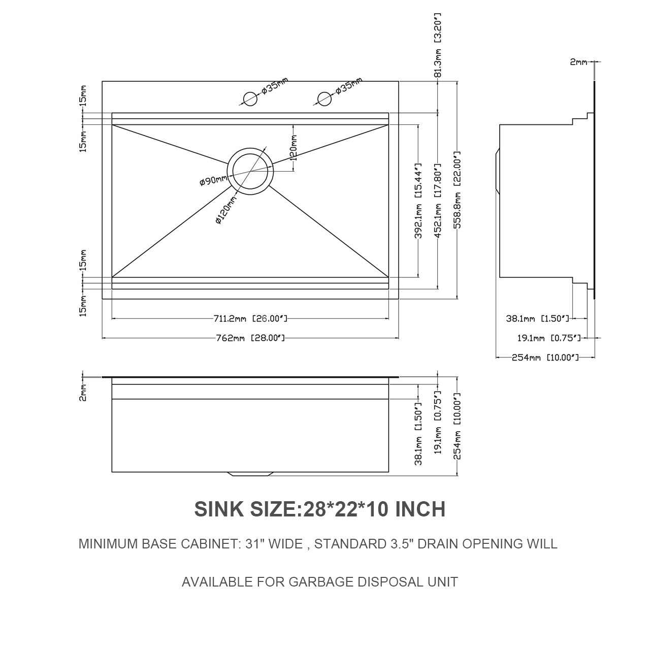 Lordear Stainless Steel Drop-In Single Bowl Kitchen Sink - 16 Gauge Workstation Sink with Accessories for Food Prep, Dishwashing & Cleaning - Perfect for Modern Kitchens, Restaurants & Home Renovations