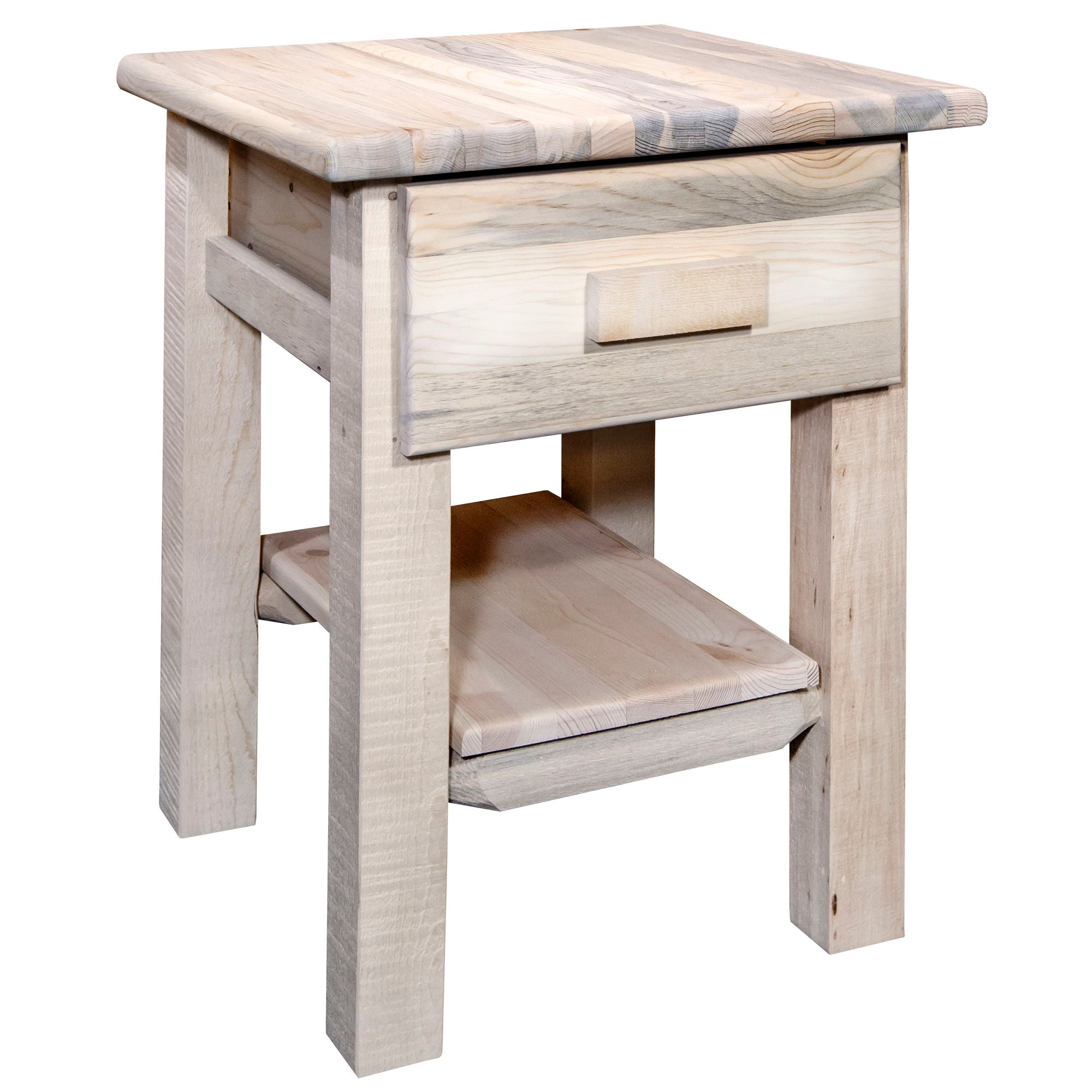 Rustic Homestead Nightstand with Drawer & Shelf - Wooden Bedside Table for Bedroom, Living Room, or Nursery Storage