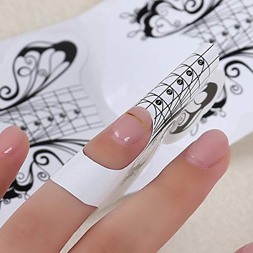 100Pcs Professional Butterfly Square Nail Form Stickers for Acrylic & UV Gel Nails - Nail Extension Builder, Art Tool Guide with Dispenser - Perfect for Salon, Home Manicures & Nail Art Designs