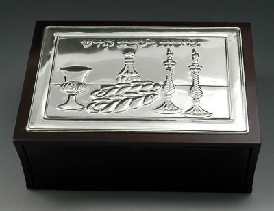 Wood and Silver Plated Bencher Birchonim Holder - Top Opening Design for Jewish Prayer & Torah Study - Perfect for Synagogue, Home Worship, and Religious Ceremonies