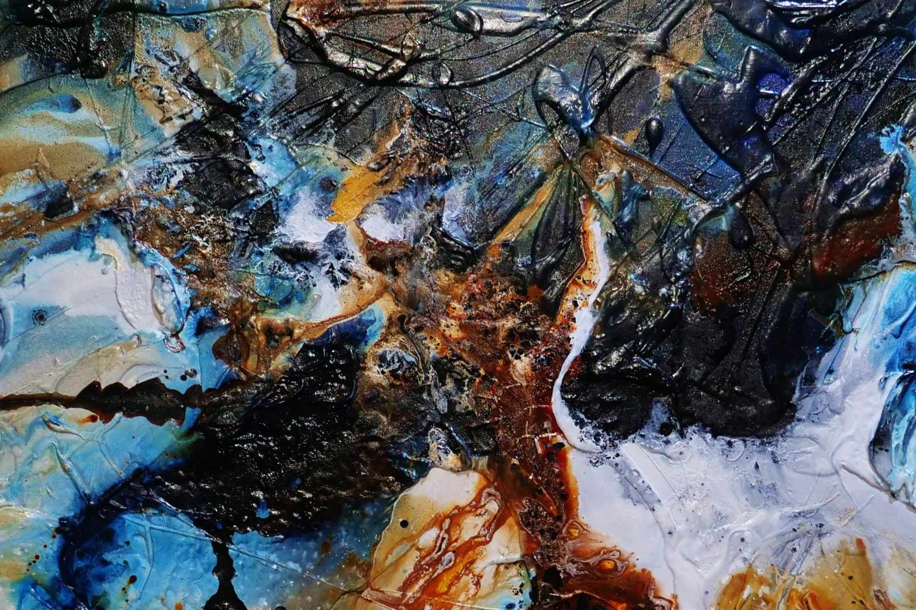 150cm x 150cm Rust, Black, Blue Textured Abstract Wall Art Painting - Modern Home Decor for Living Room, Bedroom & Office