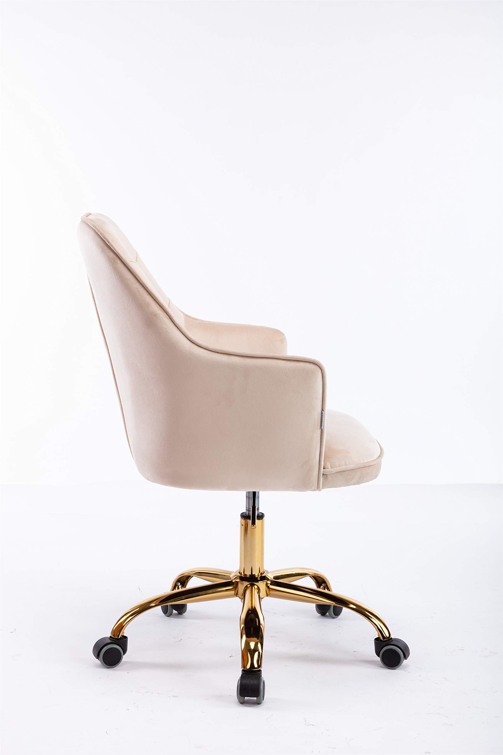 Luxury Velvet Office Chair with Tufted Back - Adjustable Swivel Desk Chair with Golden Metal Base for Home Office, Bedroom & Living Room - Perfect for Work, Study & Relaxation