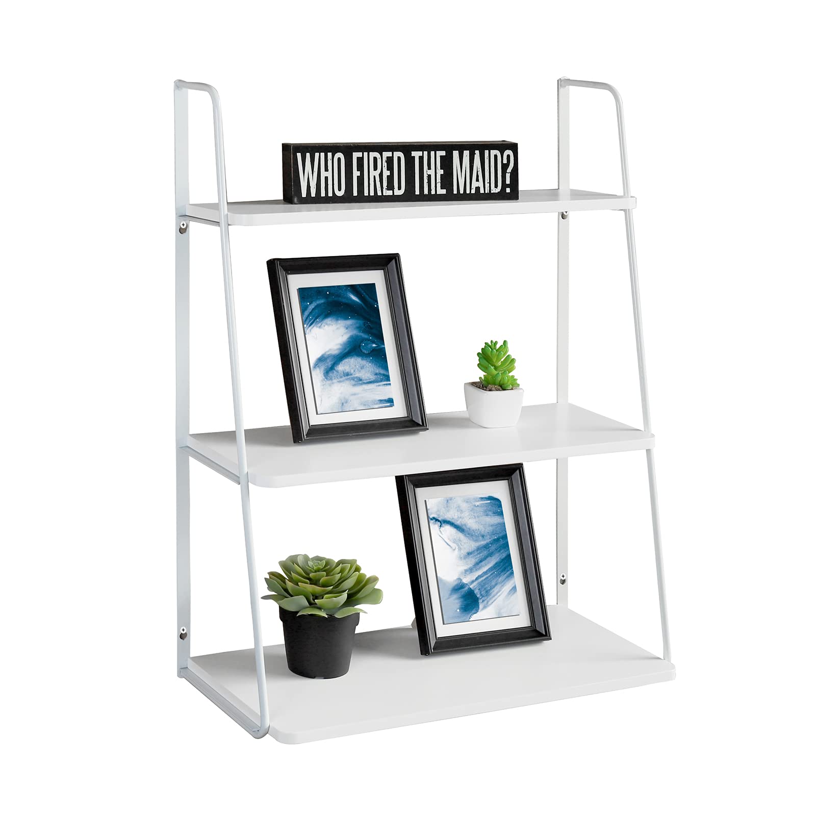 WELLAND 3-Tier Wall Shelf - White Storage Rack for Bathroom & Kitchen Organization