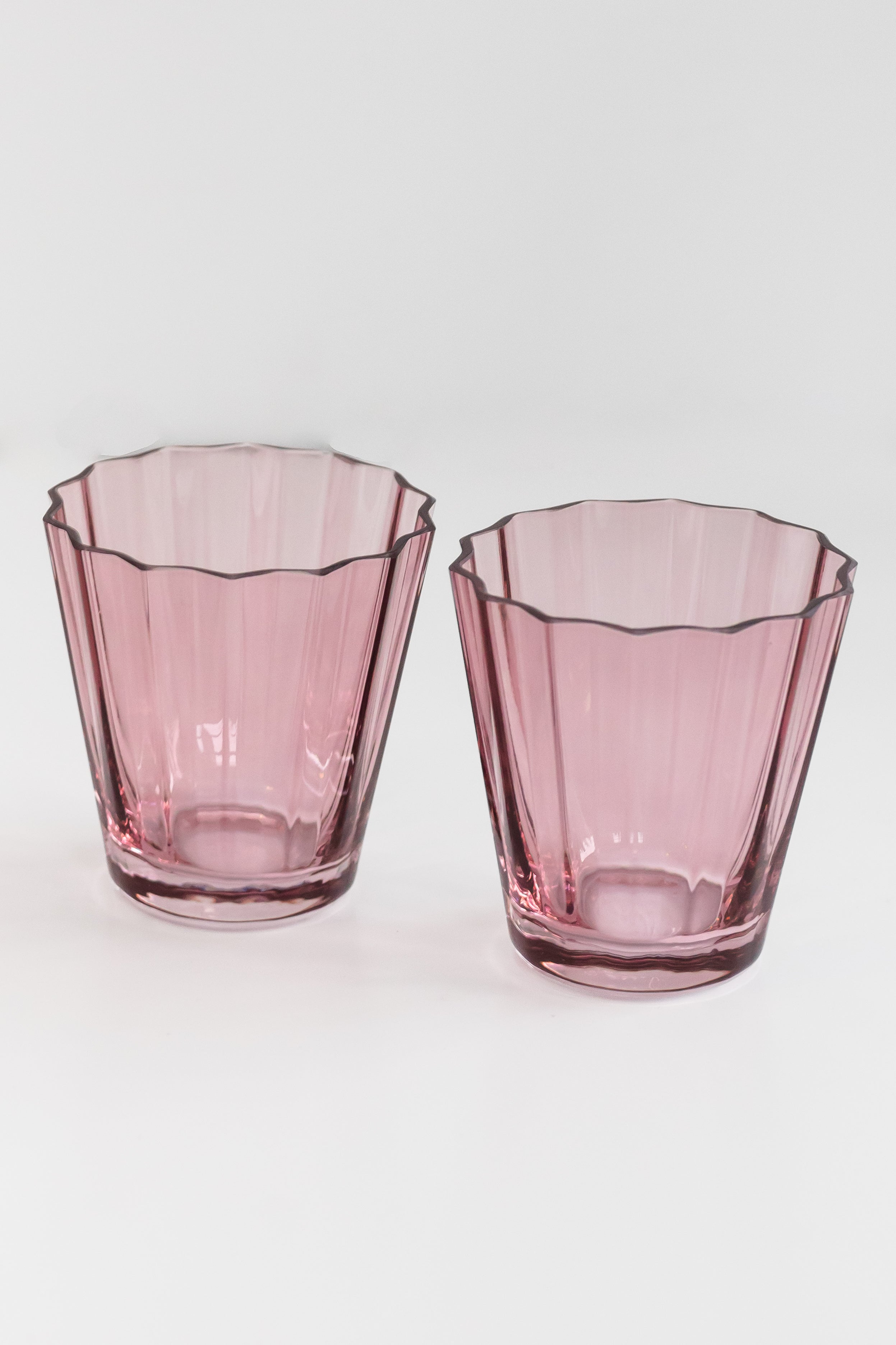 Estelle Colored Sunday Lowball Glasses Set of 2 - Rose Pink Cocktail Tumblers for Iced Coffee, Juice & Summer Drinks | Elegant Barware for Home & Parties