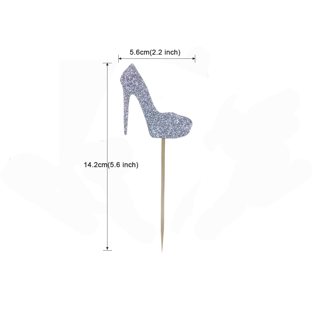 24 PCS Silver Glitter Heels Cupcake Toppers for Gender Reveal Party, Baby Shower, Birthday Decorations - Perfect for Wedding, Bridal Shower & Dessert Table Decoration