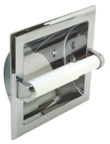 Proplus 553114 Recessed Toilet Paper Holder and Roller - Wall Mounted Bathroom Tissue Dispenser for Home, Office & Commercial Use