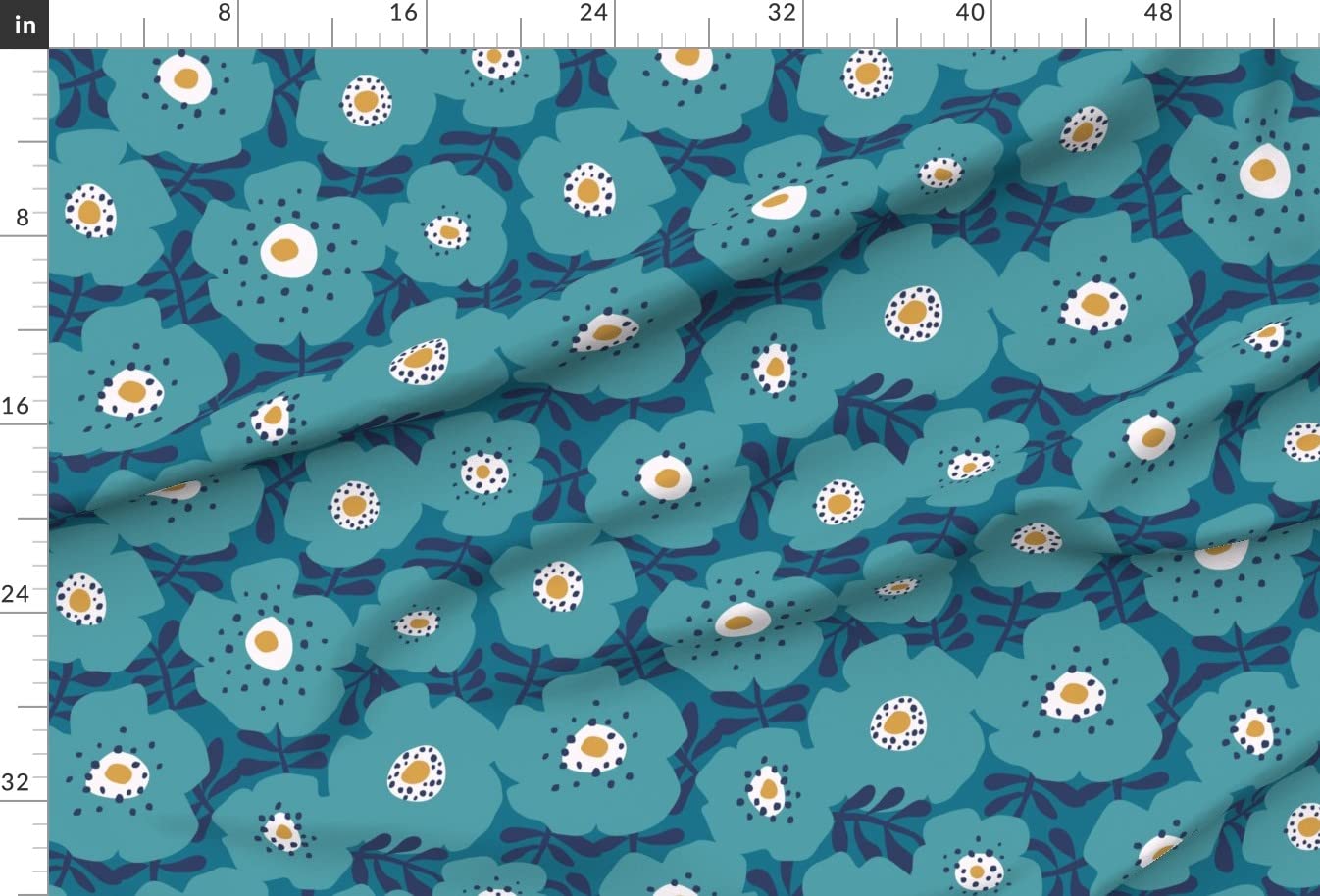Big Blue Flowers Printed Minky Fabric by The Yard - Soft Plush Fabric for Sewing Baby Blankets, Quilt Backing & DIY Projects - Perfect for Nursery Decor, Cuddly Blankets & Crafting