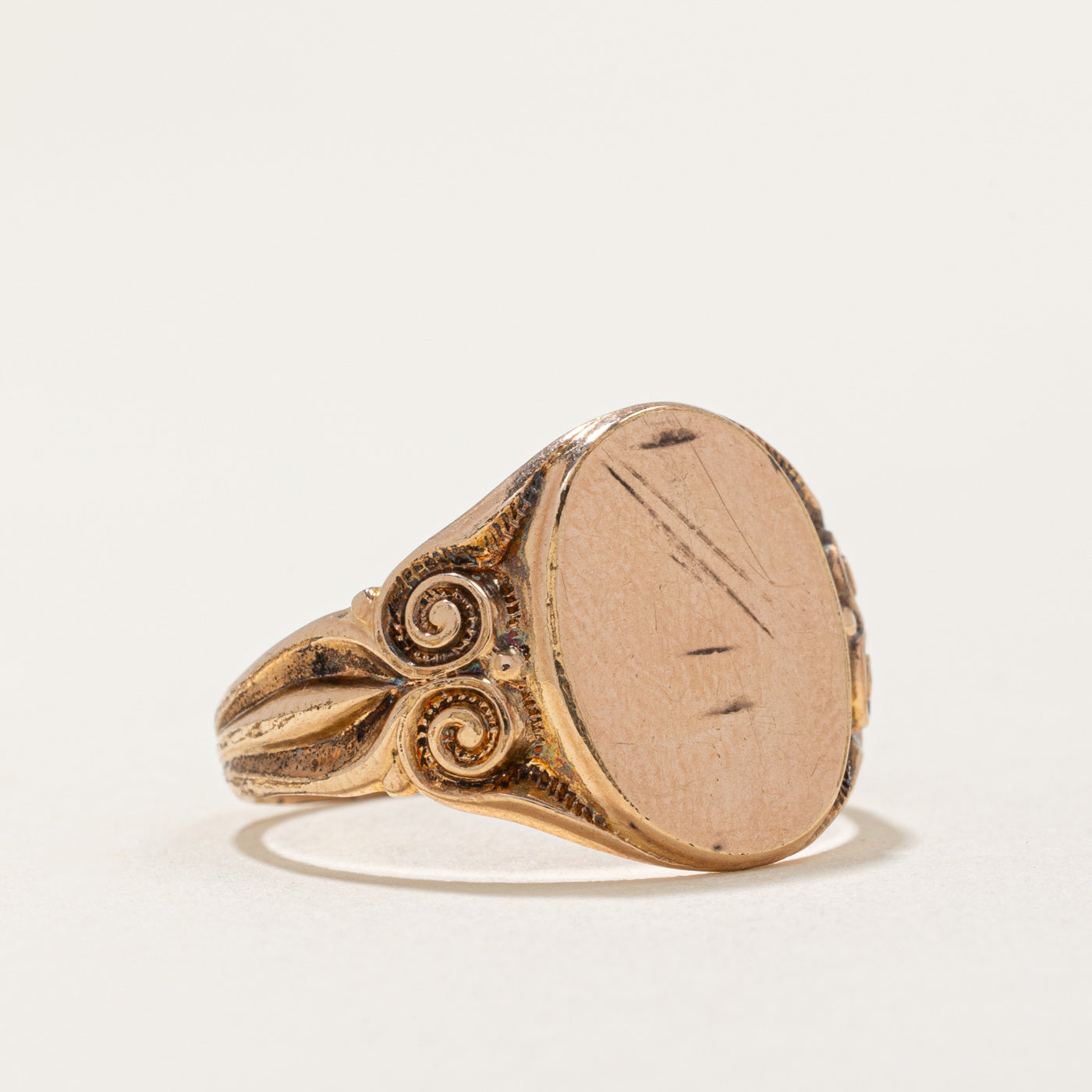 10K Rose Gold Blank Signet Ring for Women - Size 8, Personalized Engraving Jewelry - Perfect for Gifts, Weddings, and Everyday Elegance