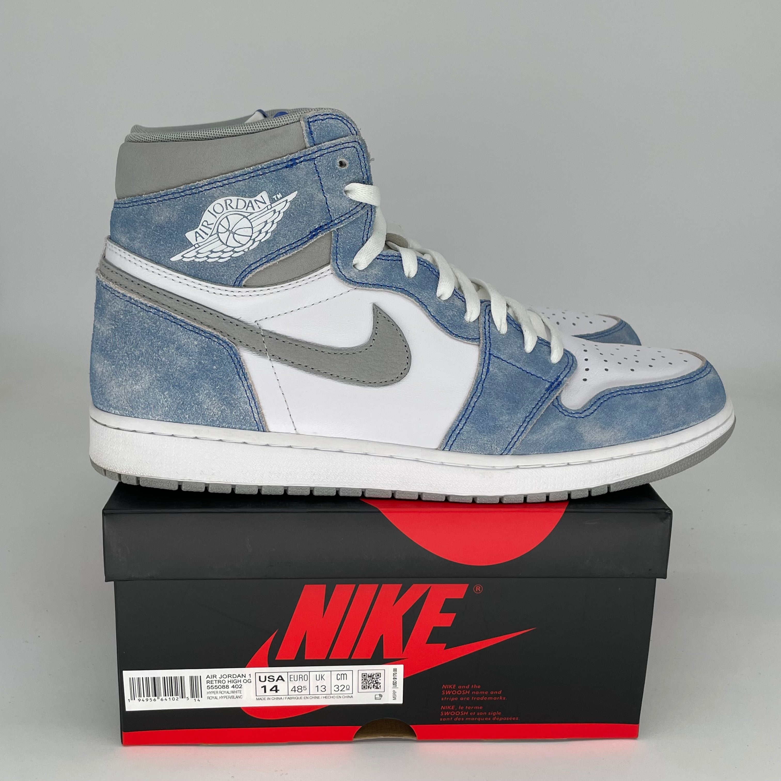 Air Jordan 1 Hyper Royal Size 14 Men's Basketball Shoes - 555088-402 | Retro High Tops for Sneaker Collectors & Streetwear Fashion