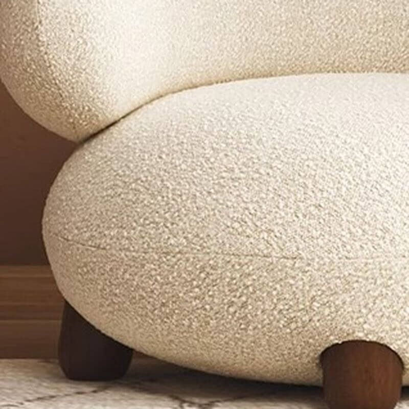 Modern Beige Accent Chair with Ottoman - Solid Color Fixed Back Lounge Chair for Living Room, Bedroom or Office - Comfortable Reading Chair with Footrest
