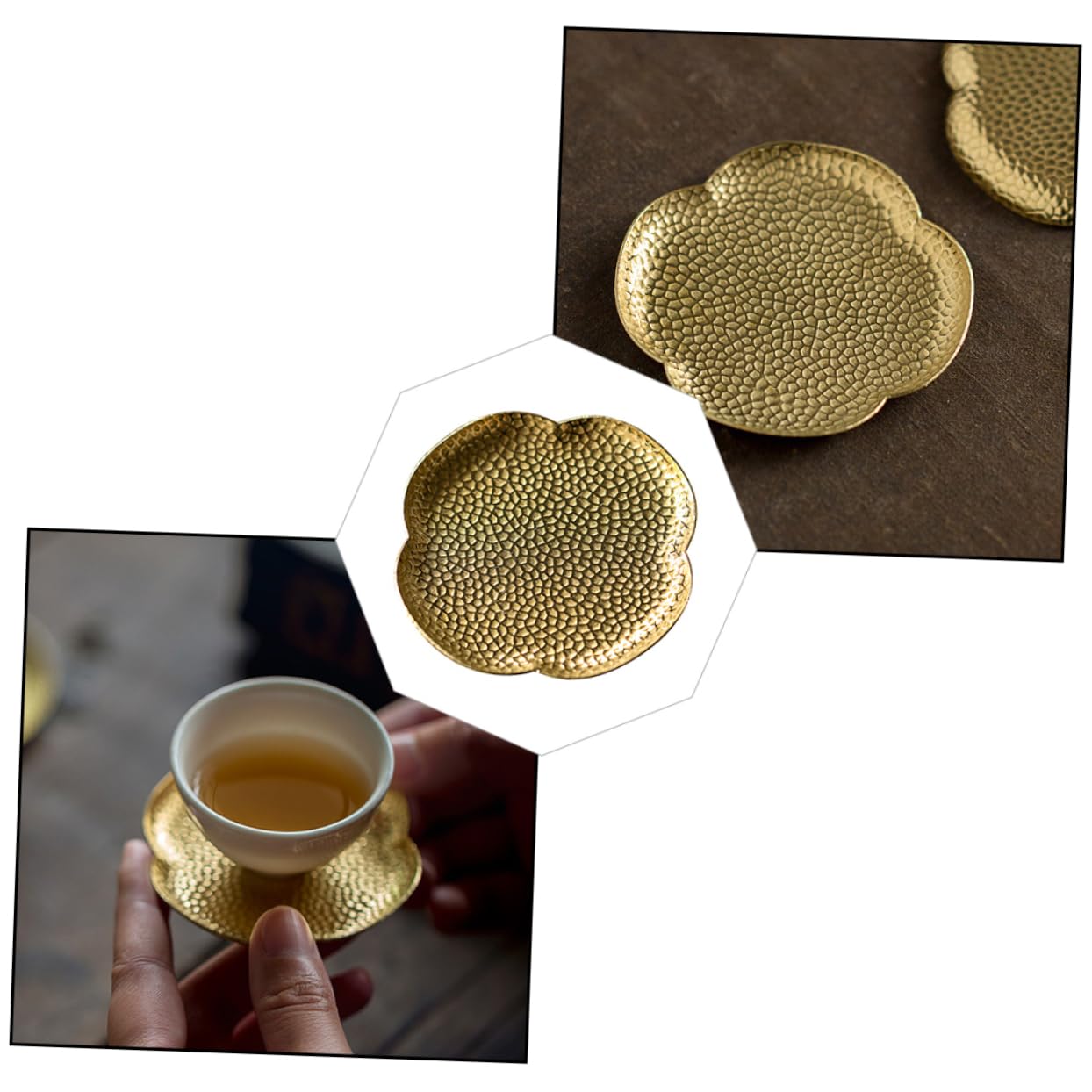 1pc Copper Tea Coaster - Insulated Tea Serving Tray & Teacup Holder - Decorative Household Cup Mat for Hot Beverages - Perfect for Tea Parties, Coffee Tables, and Kitchen Decor