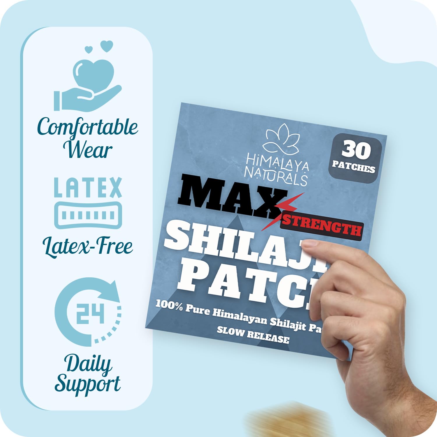 Pure Himalayan Organic Shilajit Patches - Natural Wellness Support for Energy & Immunity | Mess-Free Skin Absorption | 30-Day Supply of Comfortable Discreet Patches | Perfect for Busy Professionals & Active Lifestyles
