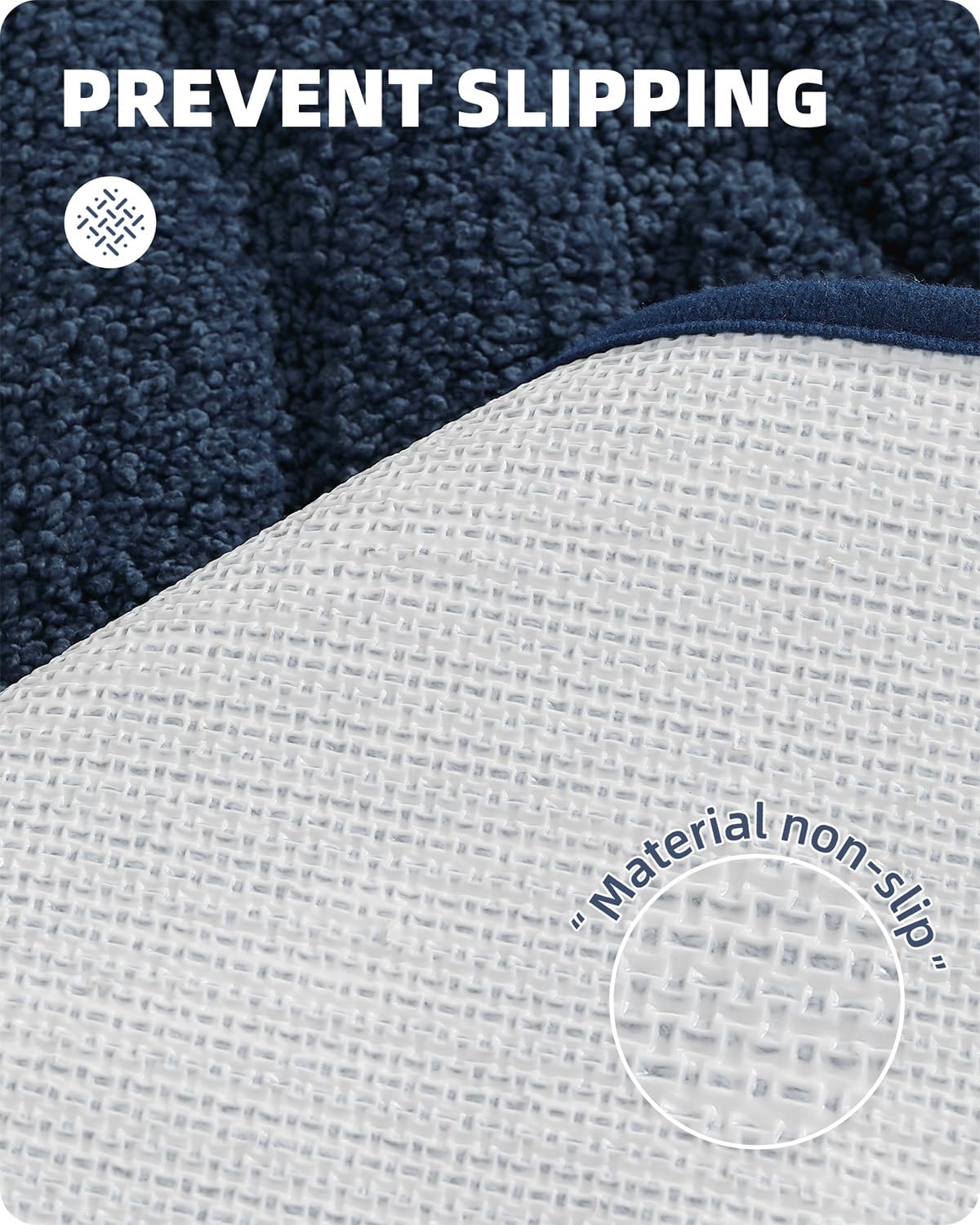 Non-Slip Navy Blue Bath Mat - Soft Absorbent Microfiber for Bathroom & Shower - 20x32 Inches